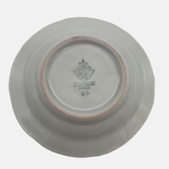 Chalfonte CPC Porzellan Rose Pair Small Ashtrays Bavaria Germany 3.25" Porcelain - Picture 4 of 7